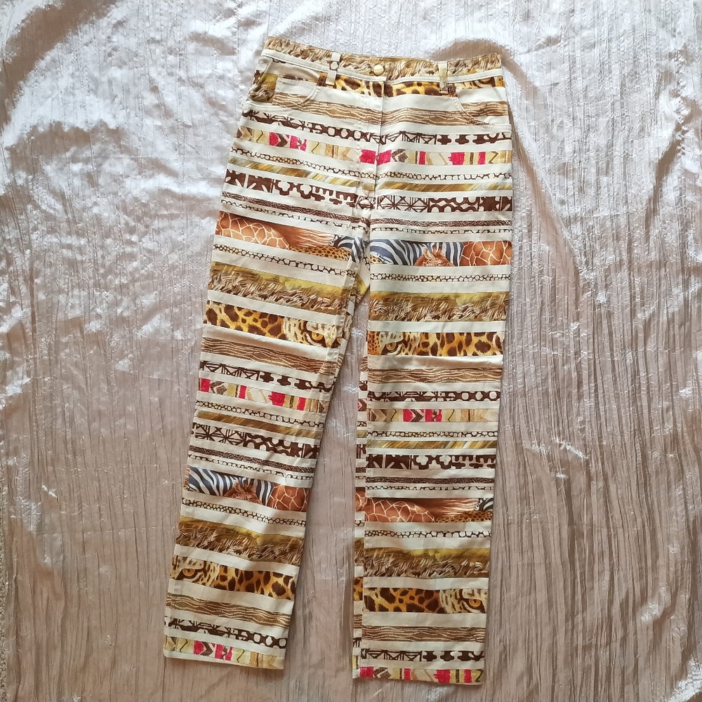 Salvatore Ferragamo Safari Animal Print Pants